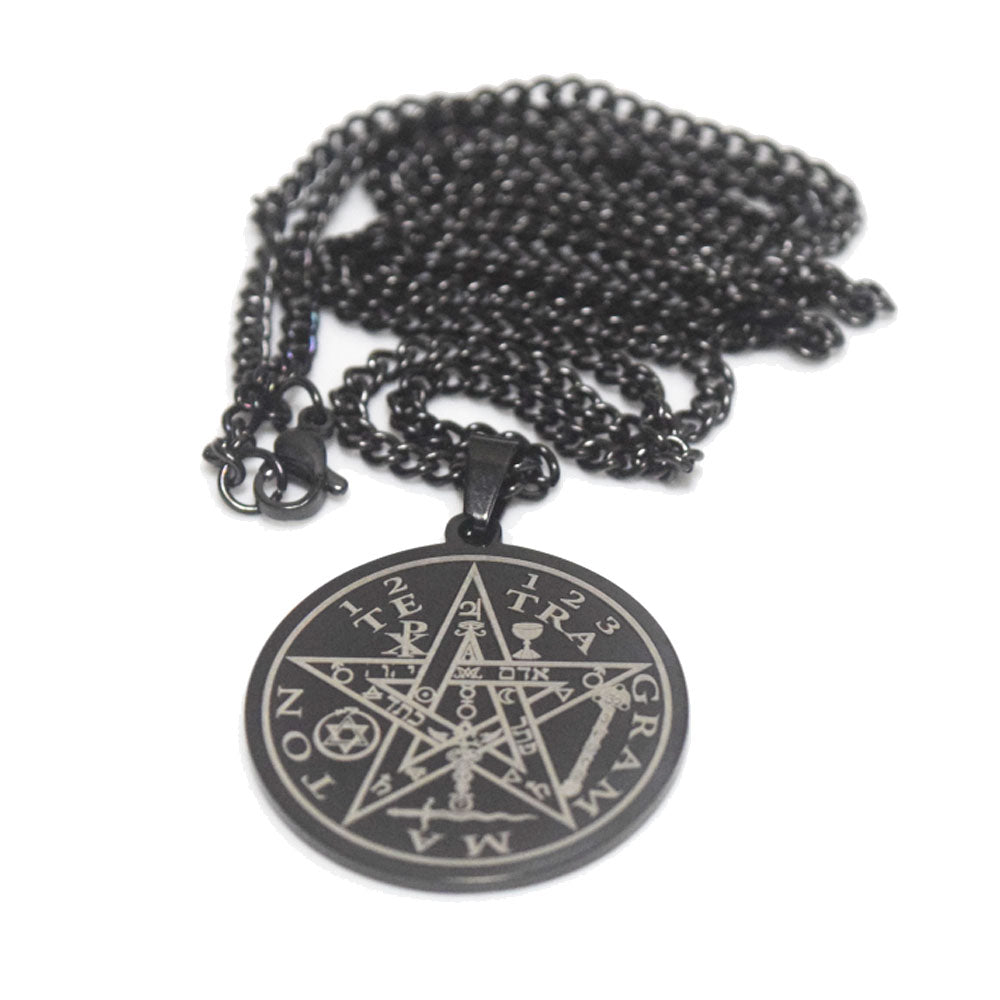 fashion trendy men's magic good luck jesus tetragrammaton Solomon Amulet star Stainless Steel Necklace blessed necklaces jewelry