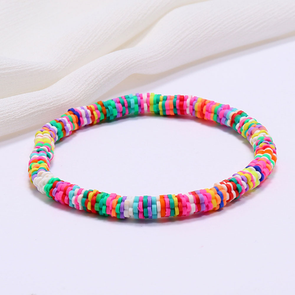 handmade fashion soft polymer clay disc bead bracelet jewelry