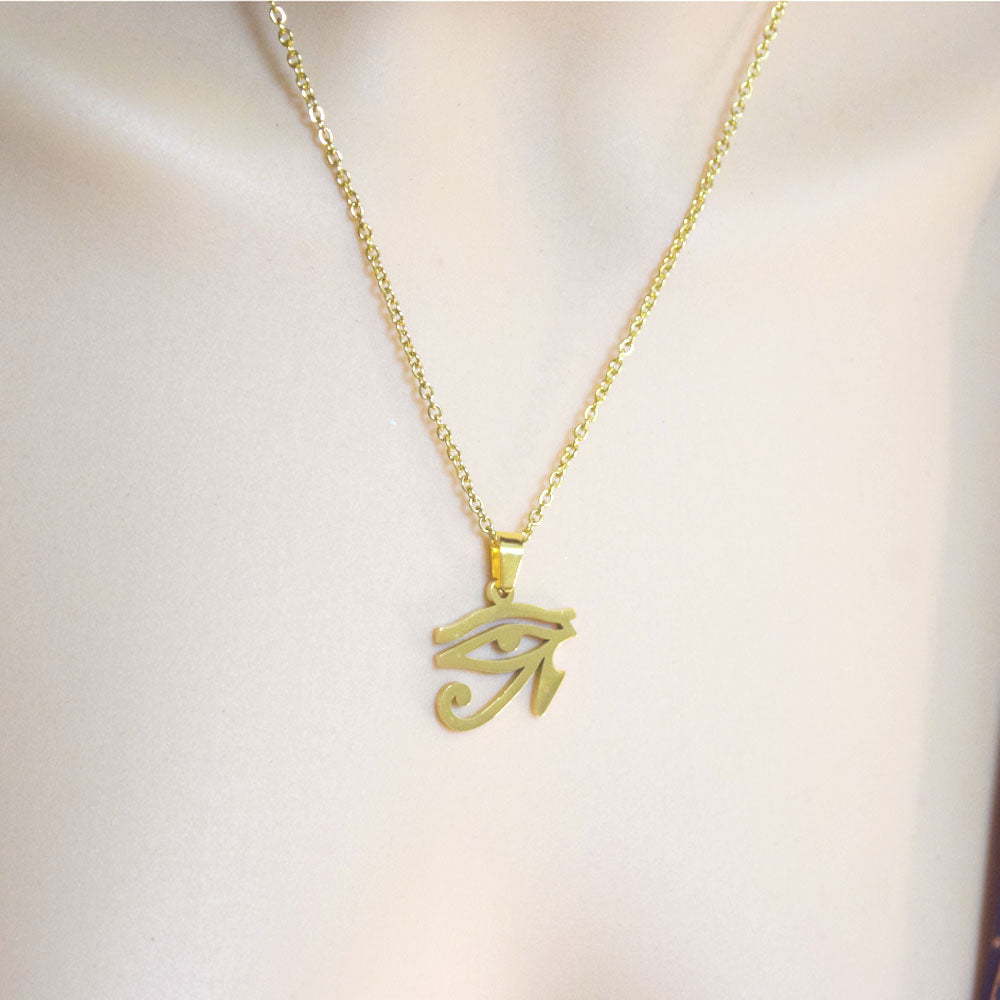 ancient egyptian gold silver color men's eye of horus stainless steel pendant necklace men necklaces hip hop women
