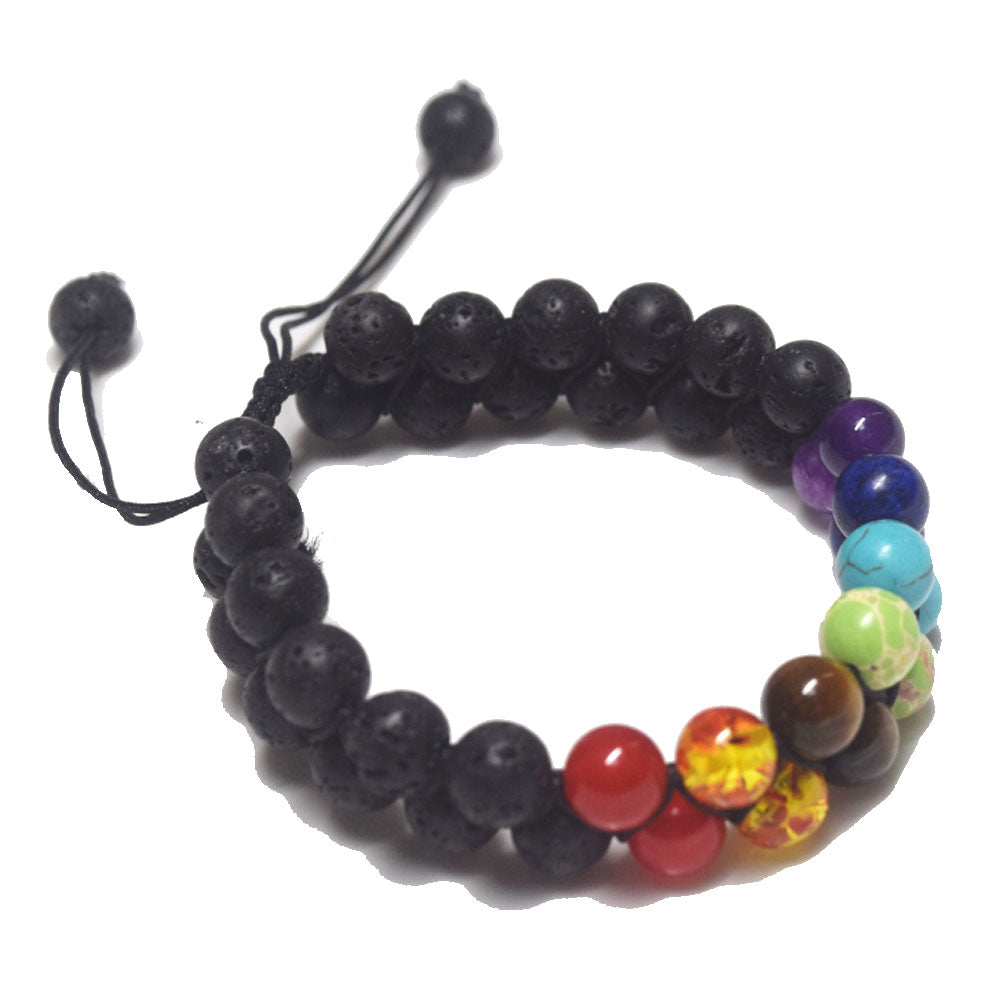 fashion trendy handmade natural tumble set healing 7 chakra stone beads beaded adjustable bracelet jewelry women