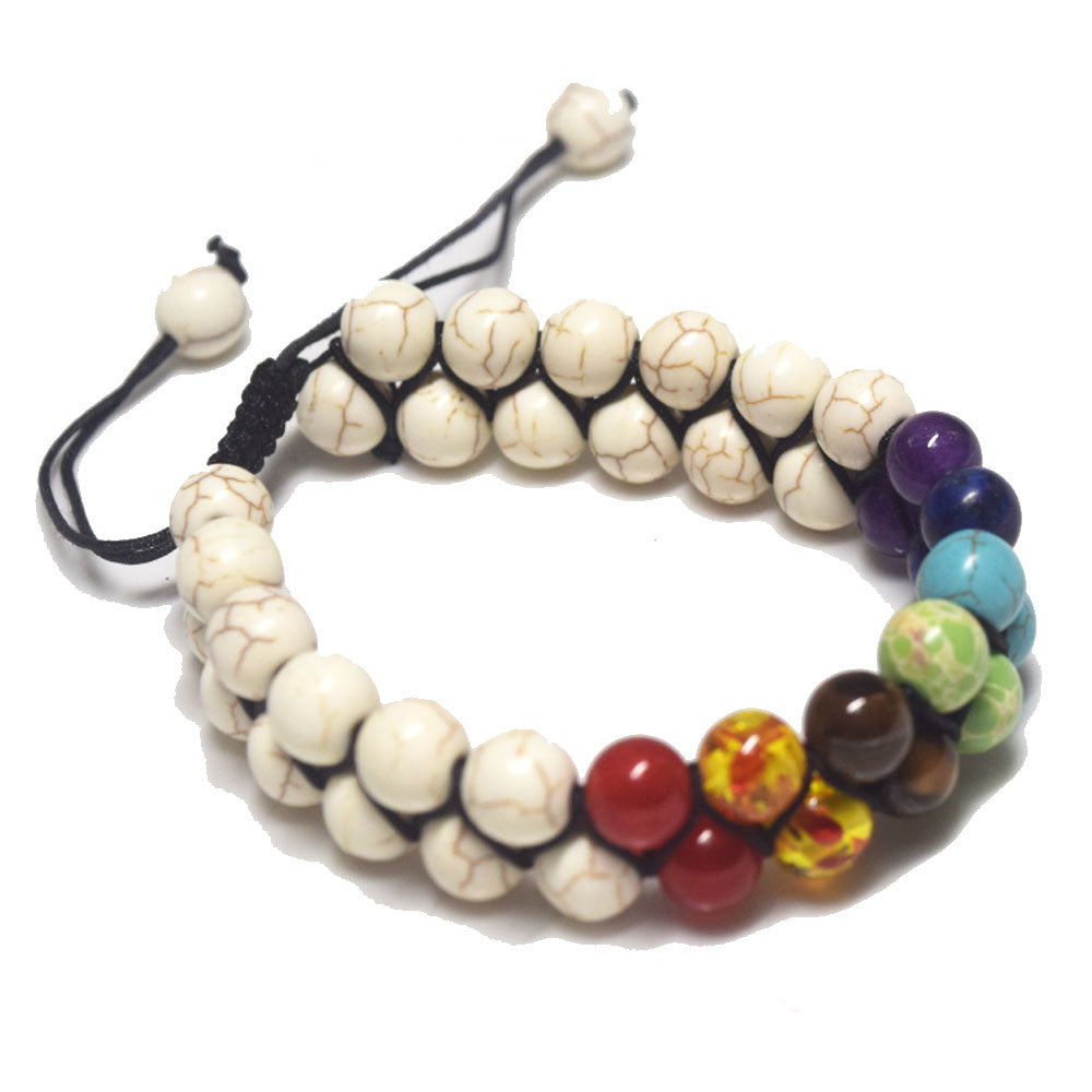 fashion trendy handmade natural tumble set healing 7 chakra stone beads beaded adjustable bracelet jewelry women