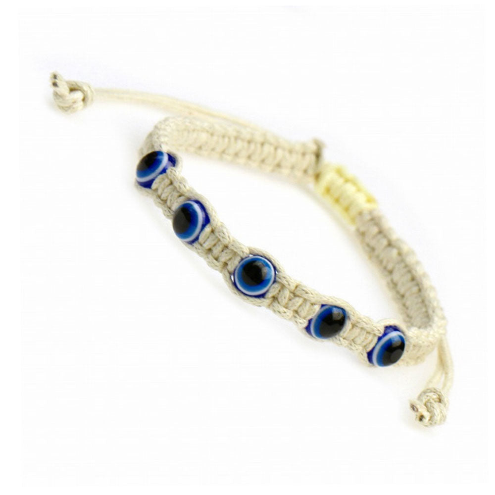 adjustable string cord rope woven good luck lucky turkish d-evil blue eye gift bracelet hand jewelry