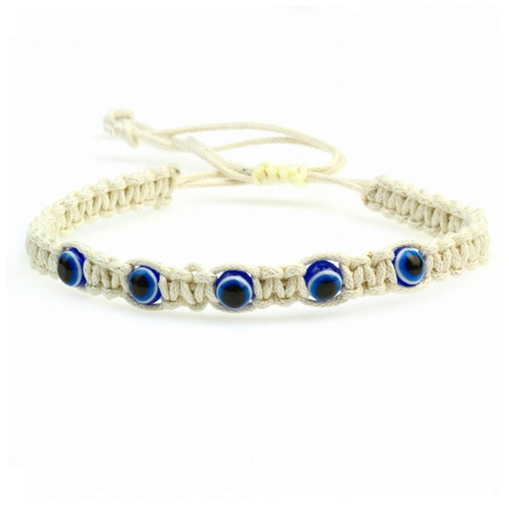 adjustable string cord rope woven good luck lucky turkish d-evil blue eye gift bracelet hand jewelry