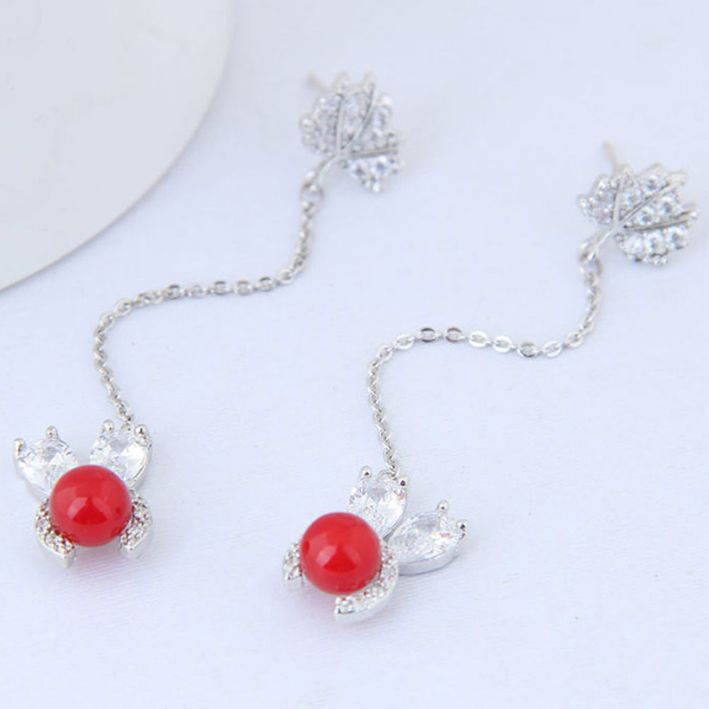 korea small cubic zirconia beads paving bunny rabbit dangle drop earrings cute jewelry women