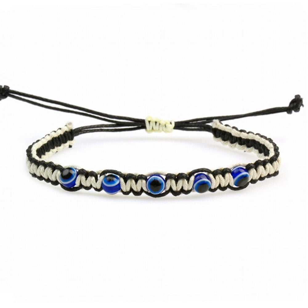 adjustable string cord rope woven good luck lucky turkish d-evil blue eye gift bracelet hand jewelry