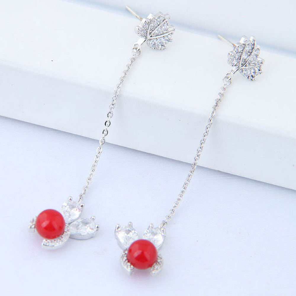 korea small cubic zirconia beads paving bunny rabbit dangle drop earrings cute jewelry women