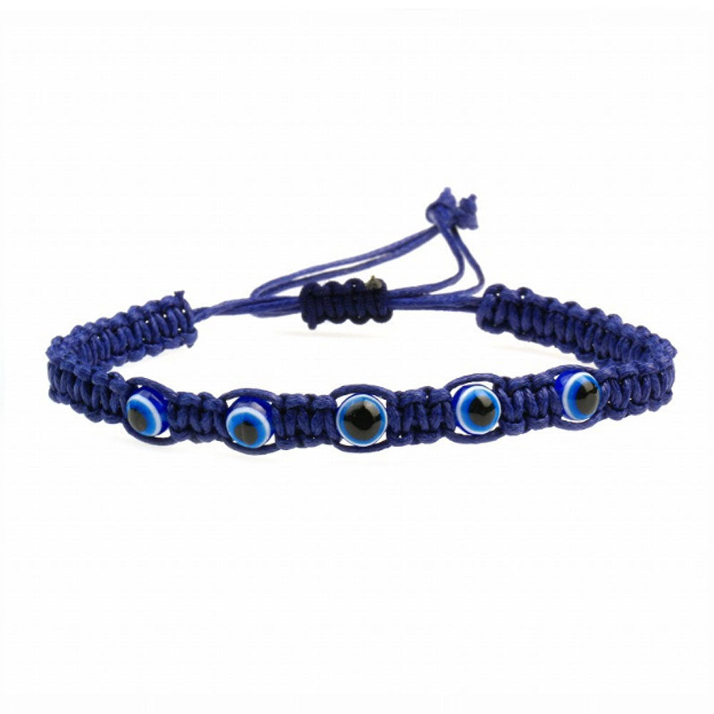 adjustable string cord rope woven good luck lucky turkish d-evil blue eye gift bracelet hand jewelry