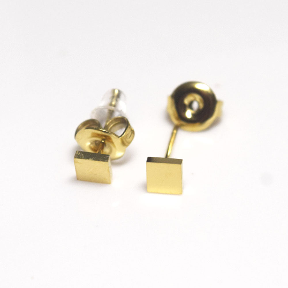 fashion popular selling stainless steel geometric tiny small square block 4mm stud earring women earrings jewelry