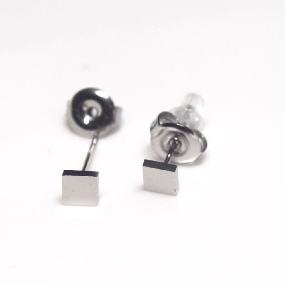fashion popular selling stainless steel geometric tiny small square block 4mm stud earring women earrings jewelry