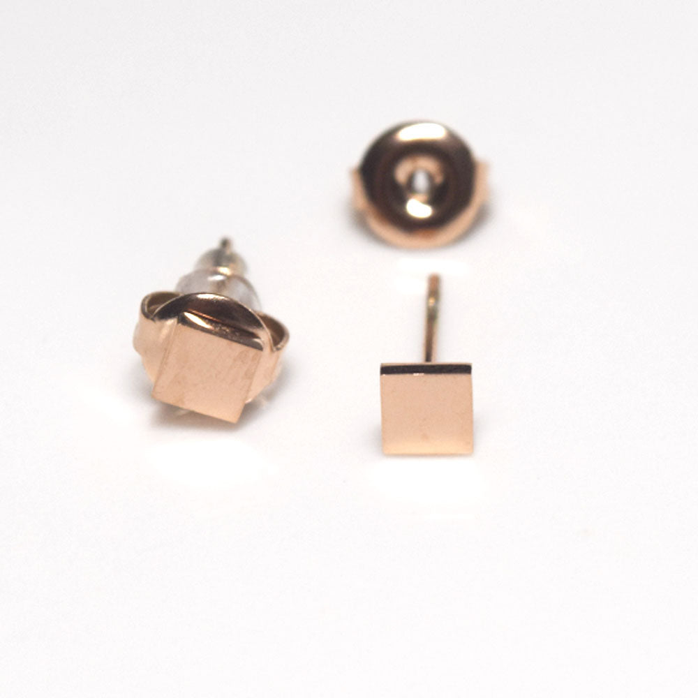 fashion popular selling stainless steel geometric tiny small square block 4mm stud earring women earrings jewelry