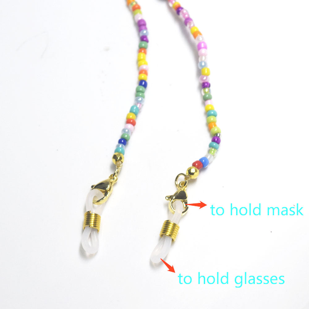 boho handmade colorful glass seed beads acrylic LOVE Letter Sun Glasses m-ask holder Chain face wearing Jewelry For Femme