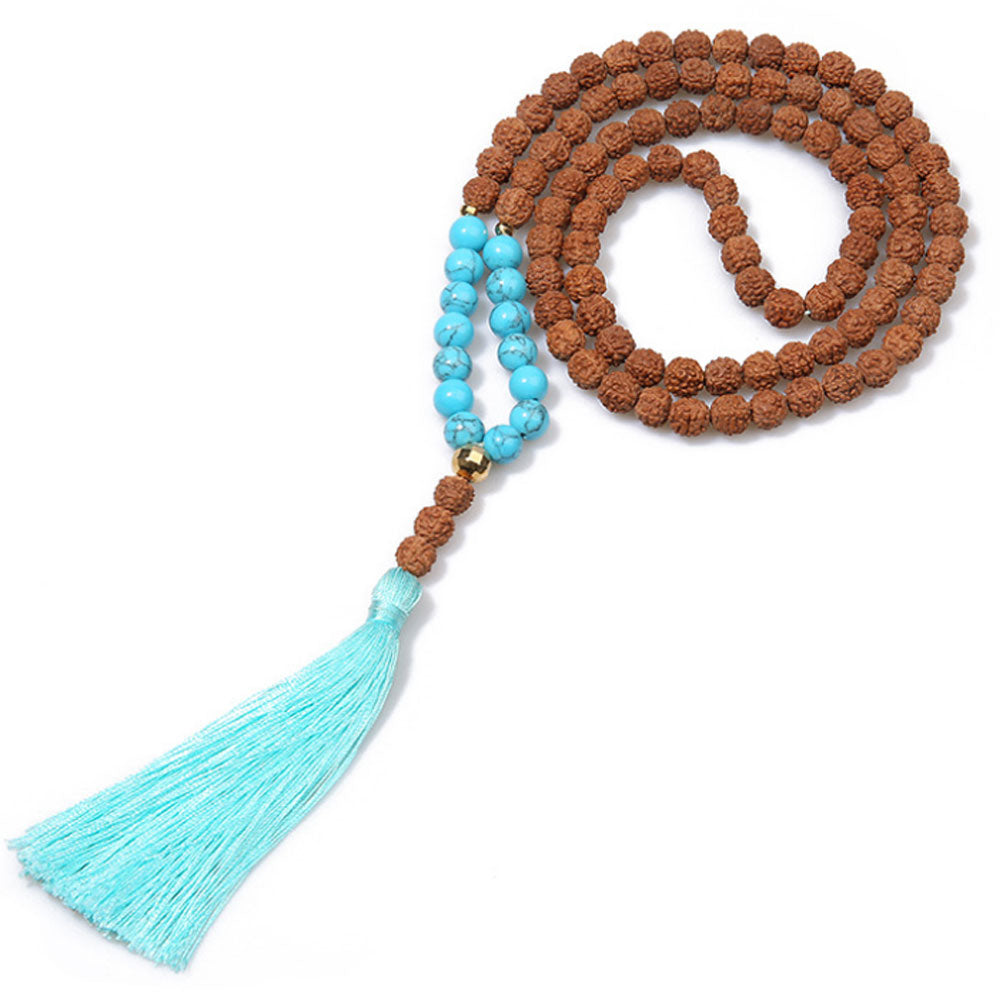 pure handmade natural gem-stone beads and Rudraksha tibetan buddhist mala beads 108 prayer necklace