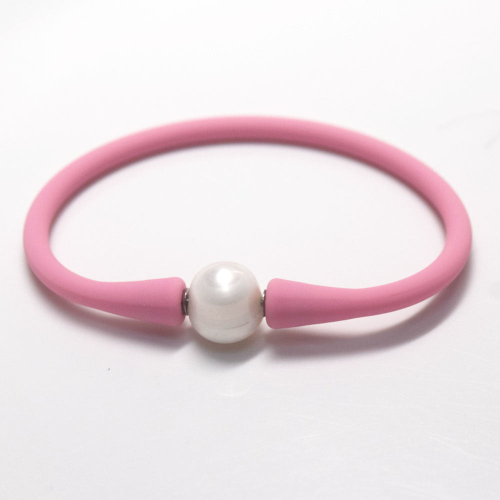 multi colors silicone wristband freshwater pearl bead charm silicone bracelets and necklaces jewelry