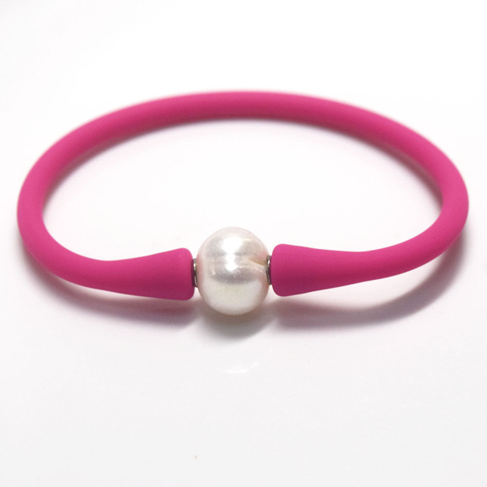 multi colors silicone wristband freshwater pearl bead charm silicone bracelets and necklaces jewelry