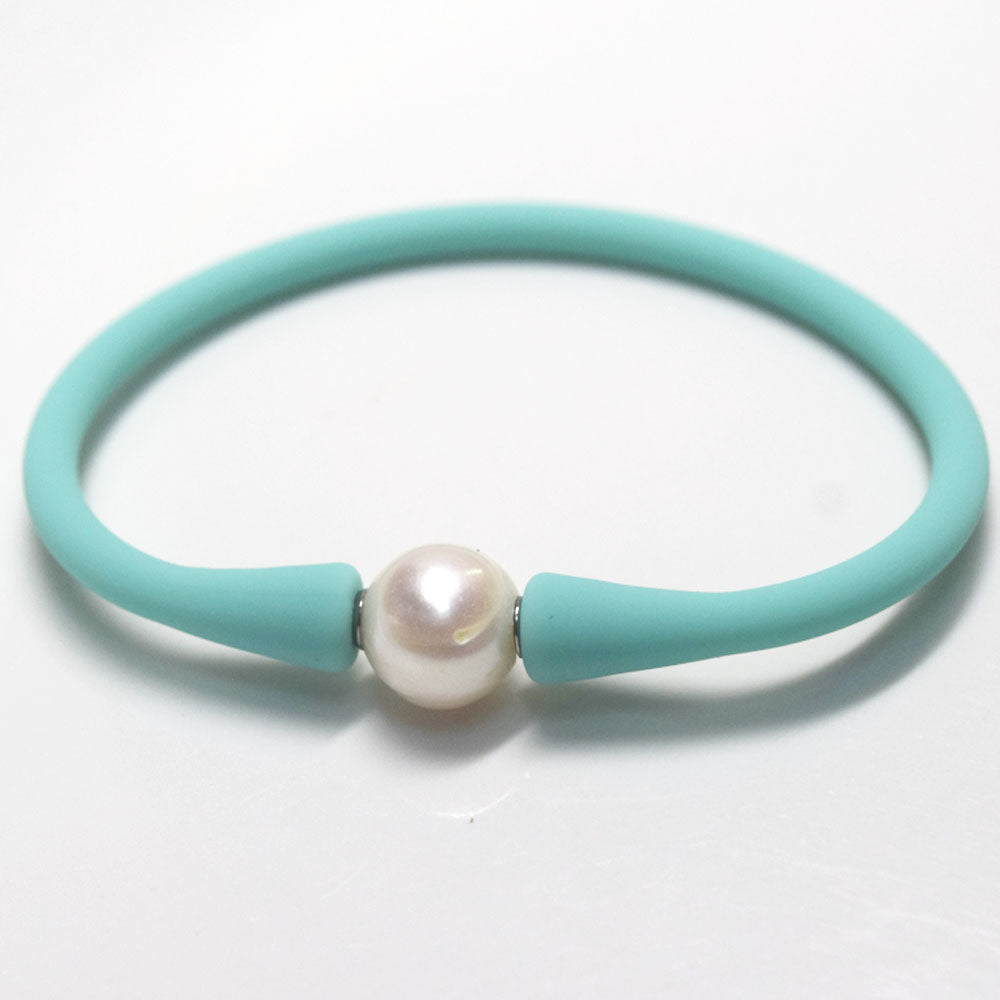 multi colors silicone wristband freshwater pearl bead charm silicone bracelets and necklaces jewelry