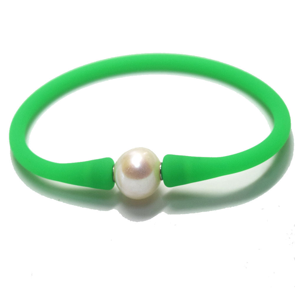 multi colors silicone wristband freshwater pearl bead charm silicone bracelets and necklaces jewelry