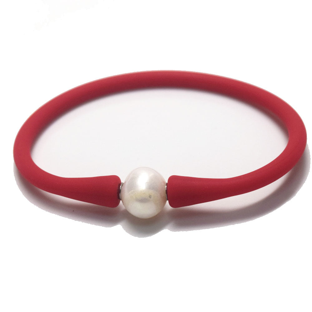 multi colors silicone wristband freshwater pearl bead charm silicone bracelets and necklaces jewelry