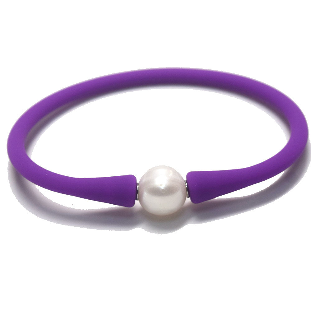 multi colors silicone wristband freshwater pearl bead charm silicone bracelets and necklaces jewelry