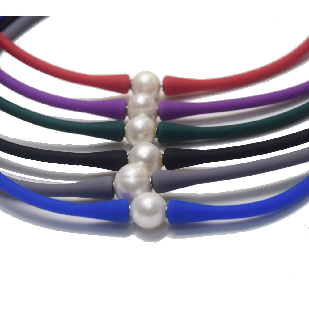 multi colors silicone freshwater pearl bead charm silicone rubber necklaces jewelry necklaces for women 16 18 20 inches long