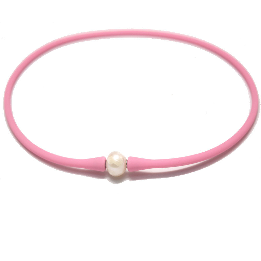 multi colors silicone freshwater pearl bead charm silicone rubber necklaces jewelry necklaces for women 16 18 20 inches long