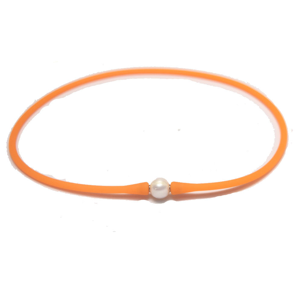 multi colors silicone freshwater pearl bead charm silicone rubber necklaces jewelry necklaces for women 16 18 20 inches long