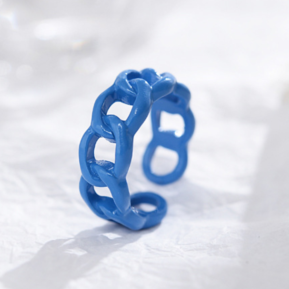 fashion chunky macaron finger metal enamel color open cuff resizable finger ring jewelry women bulk antique