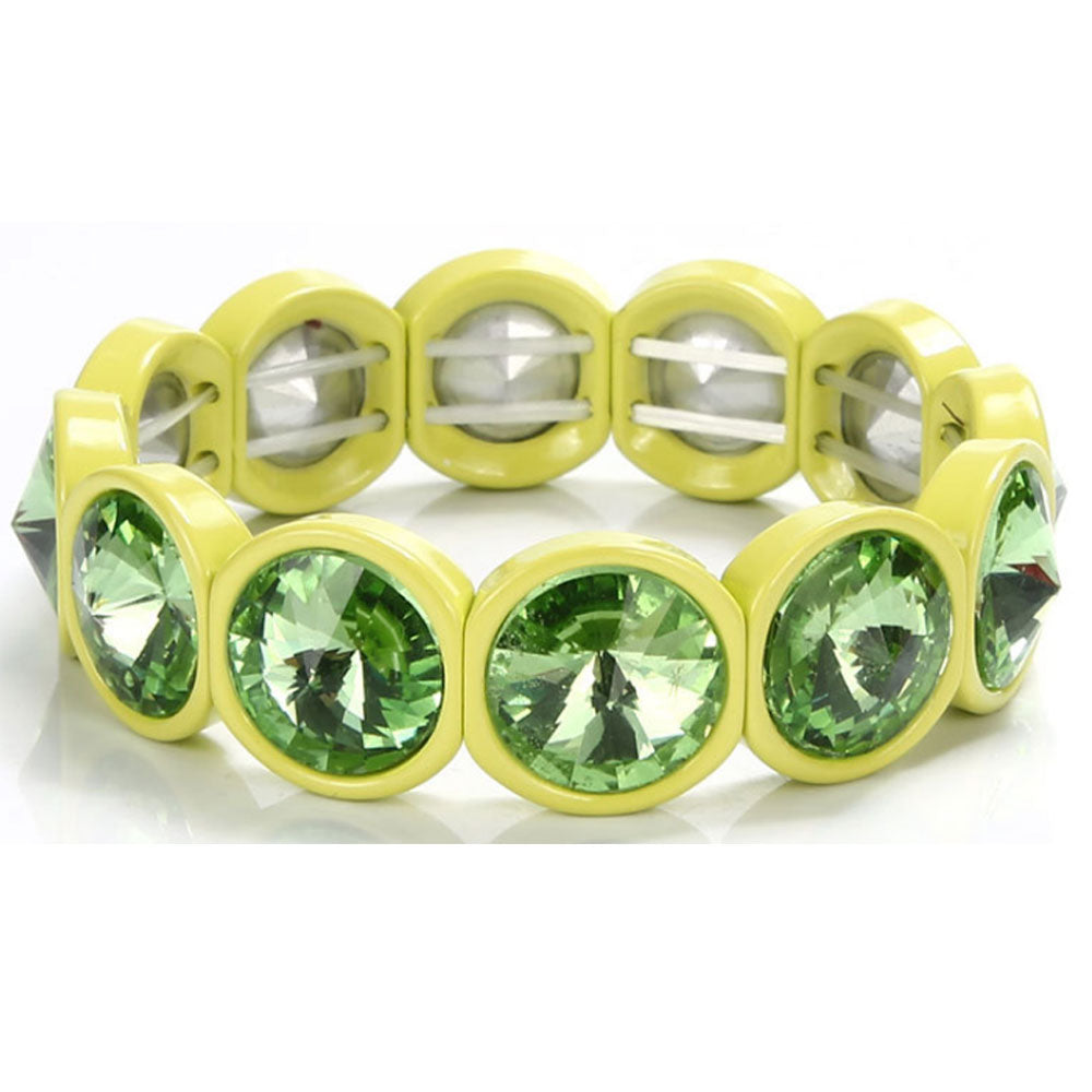 handmade women fashion elastic alloy enamel stretch rainbow metal glass tile bracelet adjustable jewelry