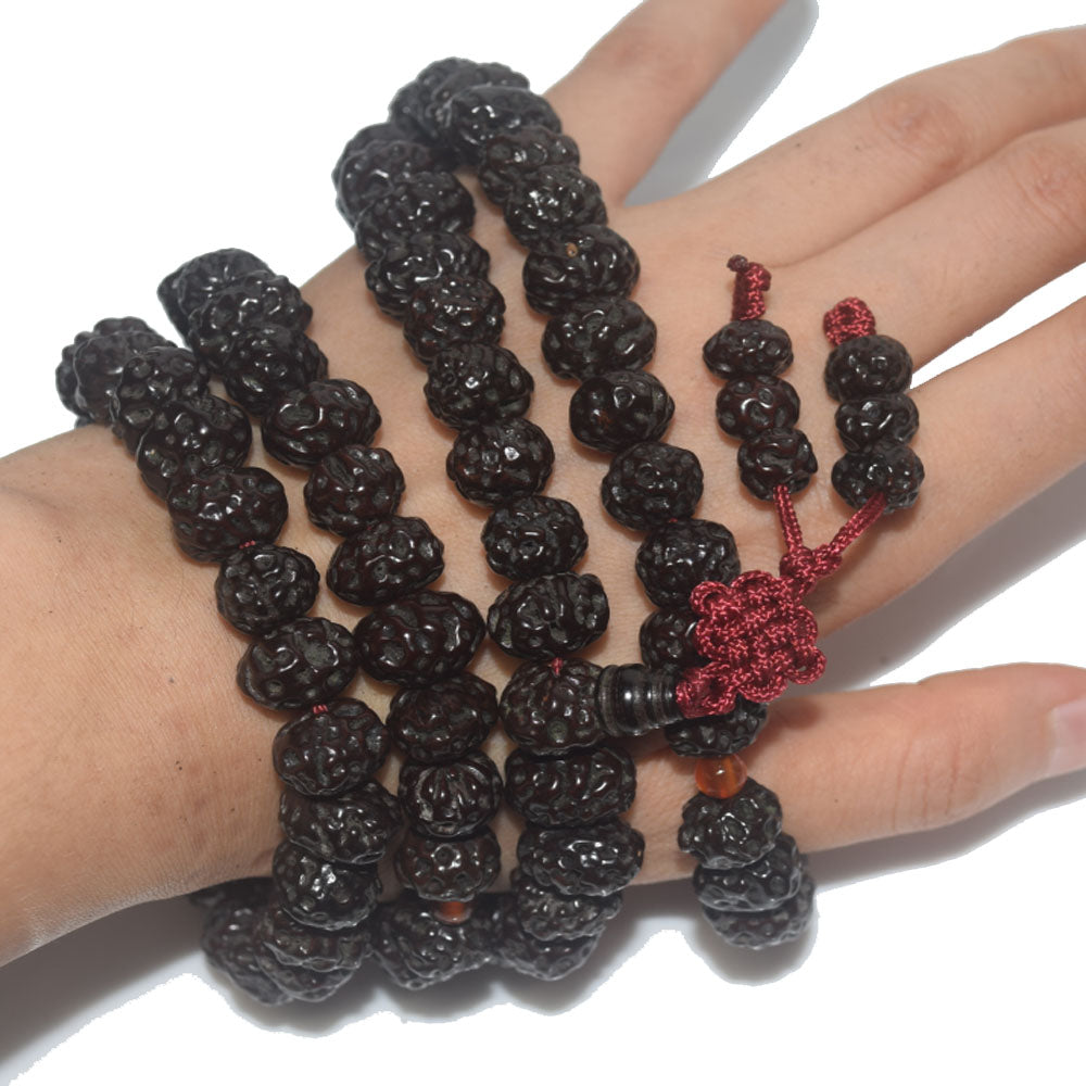 Wholesale Unisex Natural 108 12mm black ruyi bodhi seeds mala prayer beads bangle Bracelet Meditation Buddhist Jewelry for men