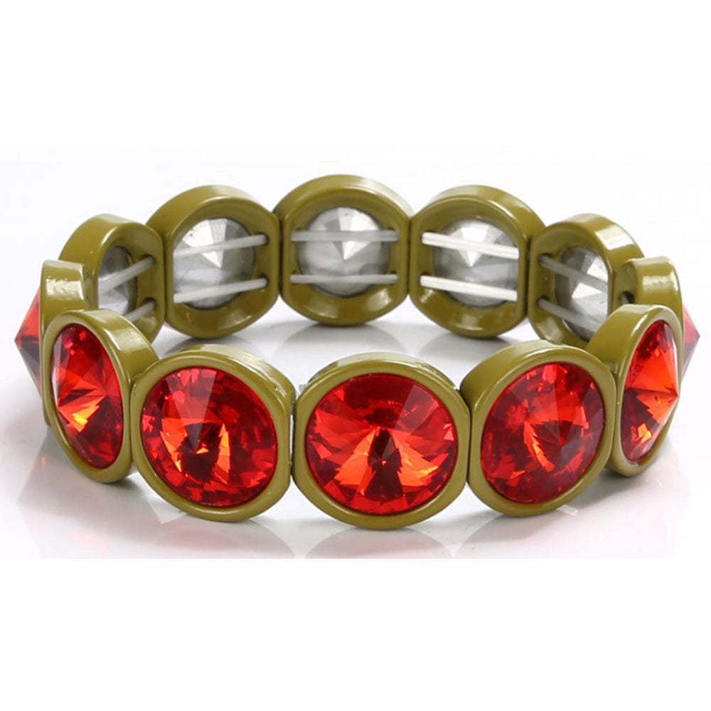 handmade women fashion elastic alloy enamel stretch rainbow metal glass tile bracelet adjustable jewelry