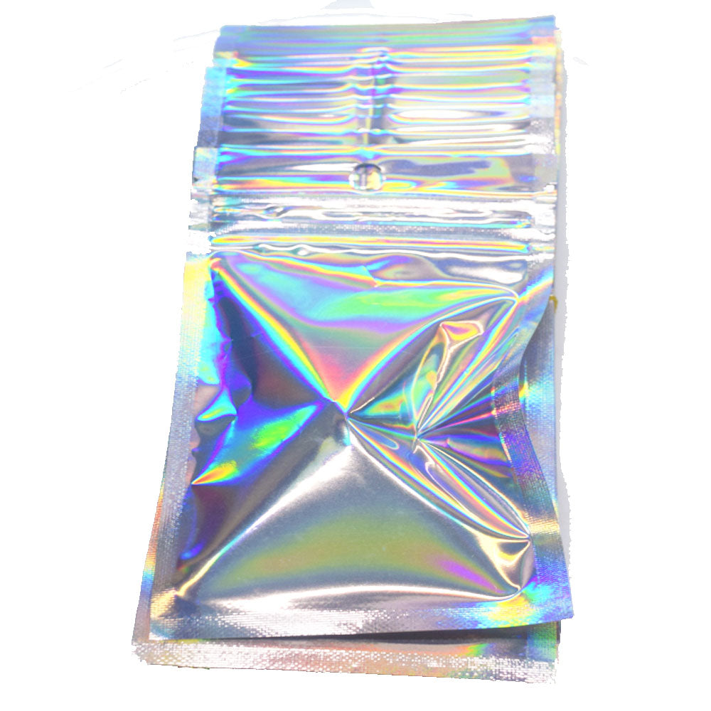 plastic holographic color mini reusable zip lock bag resealable bags for jewelry packing rich sizes 100pcs pack