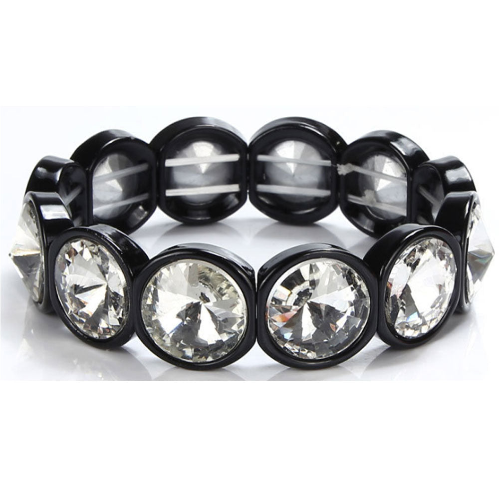 handmade women fashion elastic alloy enamel stretch rainbow metal glass tile bracelet adjustable jewelry