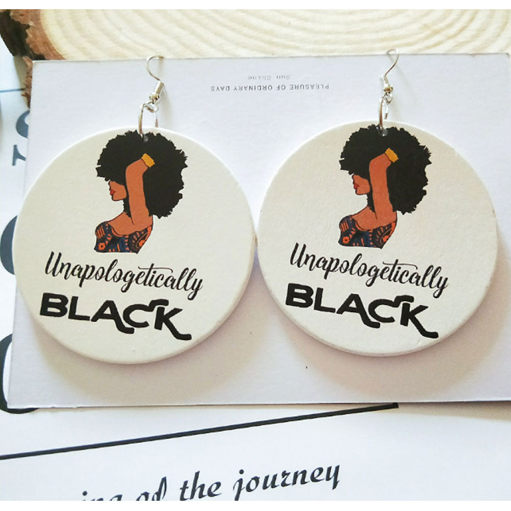 black unapologetically wooden dangle african hoop earrings women jewelry