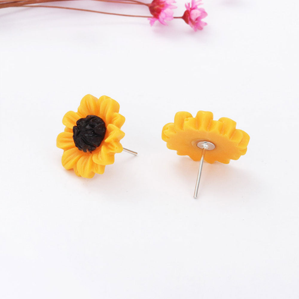 fashion hot selling yellow sunflower necklace bracelet earring set resin