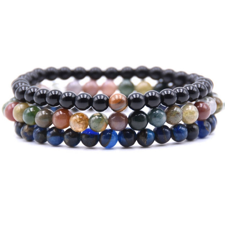 Natural Gem Stone Beaded stackable bracelet Bracelet Fashion Design Handmade 3pcs a Set