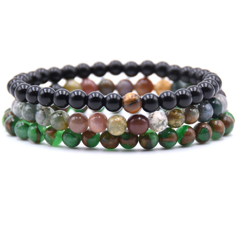 Natural Gem Stone Beaded stackable bracelet Bracelet Fashion Design Handmade 3pcs a Set