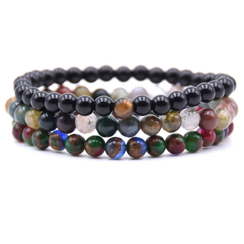 Natural Gem Stone Beaded stackable bracelet Bracelet Fashion Design Handmade 3pcs a Set
