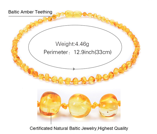 Kid Shinning Finish Real baltic Amber baby Necklace Teething Baby Jewelry Wholesale