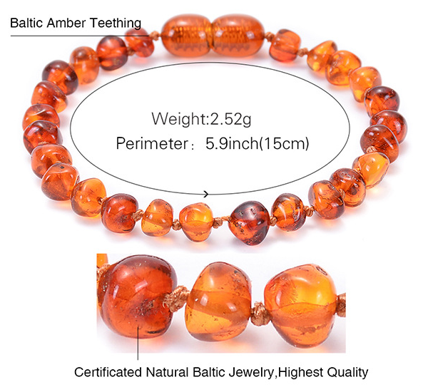 Kid Shinning Finish Real baltic Amber Teething Baby Bracelet Jewelry Wholesale
