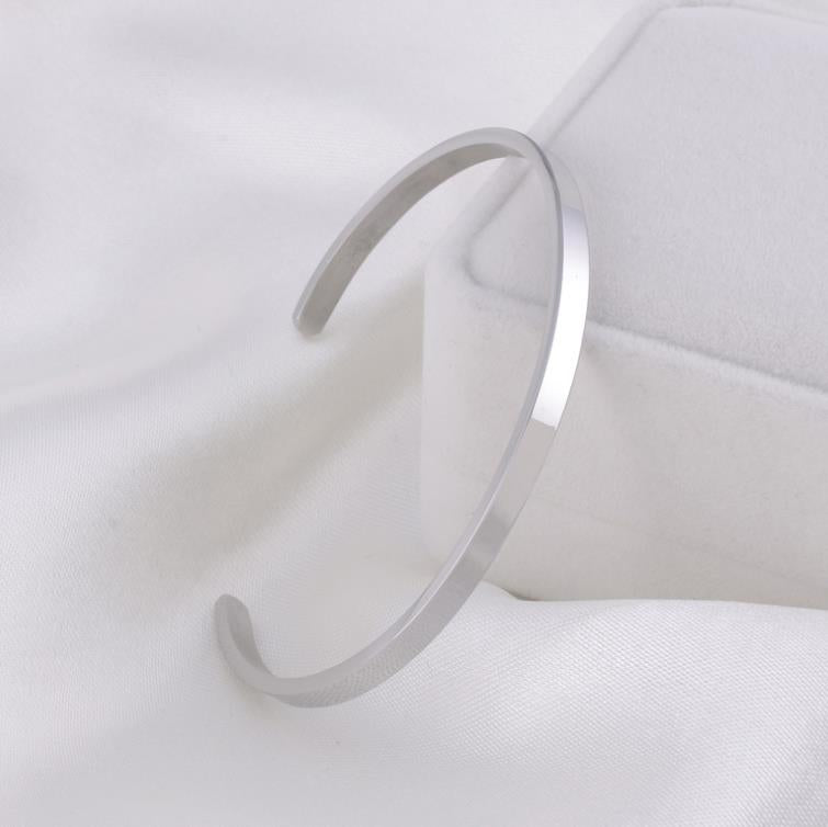 high polish 4mm wide Open metal cuff bracelet stainless steel blanks jewelry