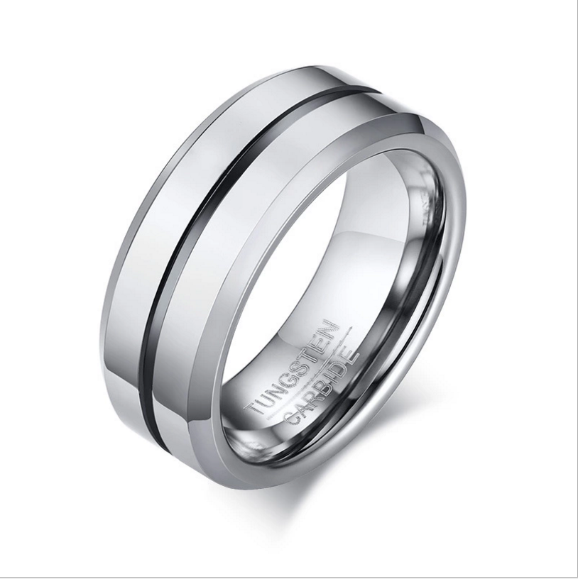 antique tungsten carbide steel ip blue color plated silver finger rings for men 8mm wide