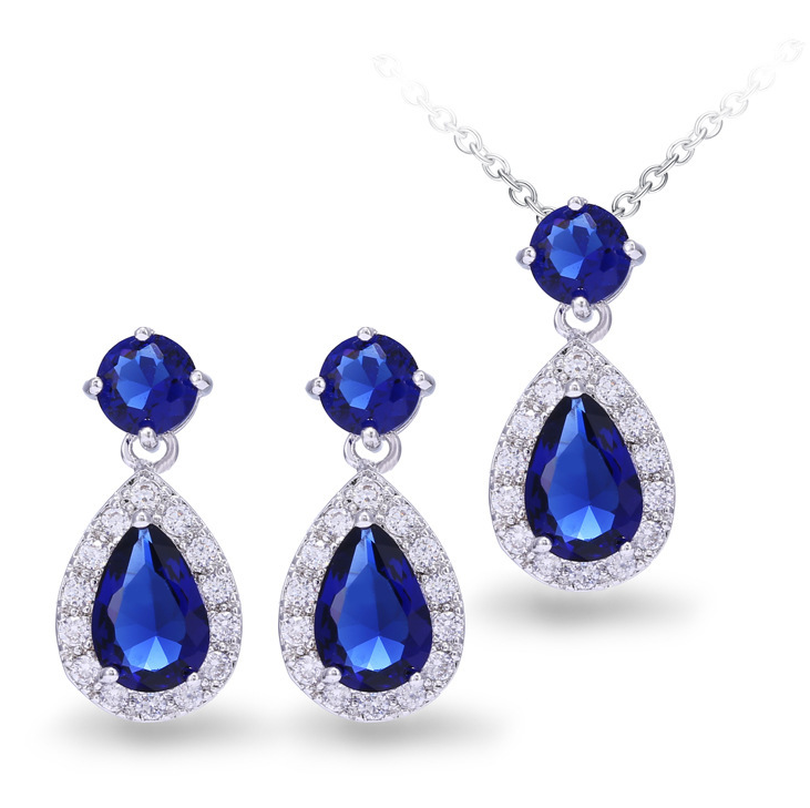 crystal collection statement wedding jewelry set white gold plalting AAA cube zircon