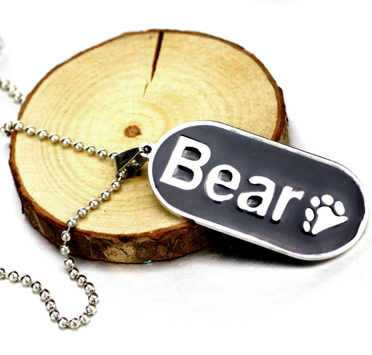 wholesale gay pride bear claw pendant necklace black color beads chain stainless steel
