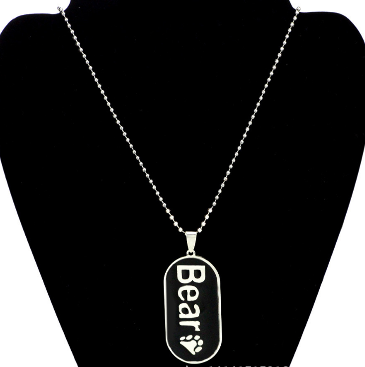 wholesale gay pride bear claw pendant necklace black color beads chain stainless steel