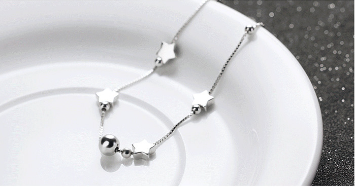 ladies women fashion high quality 925 sterling silver star foot anklet jewelry