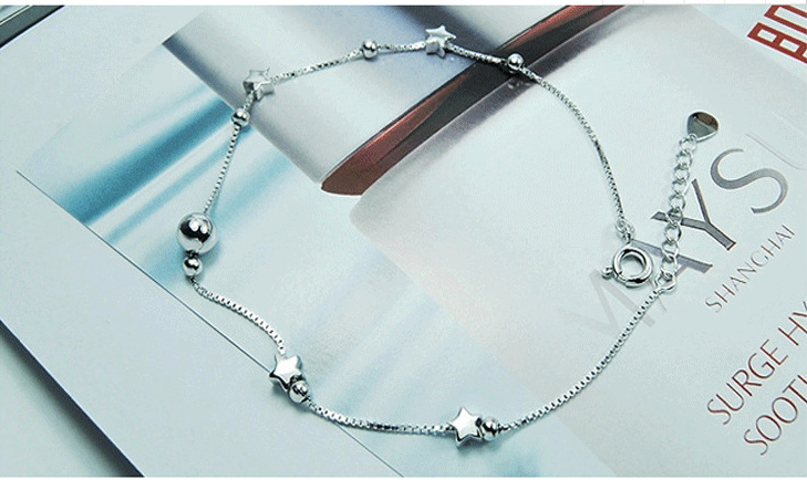 ladies women fashion high quality 925 sterling silver star foot anklet jewelry