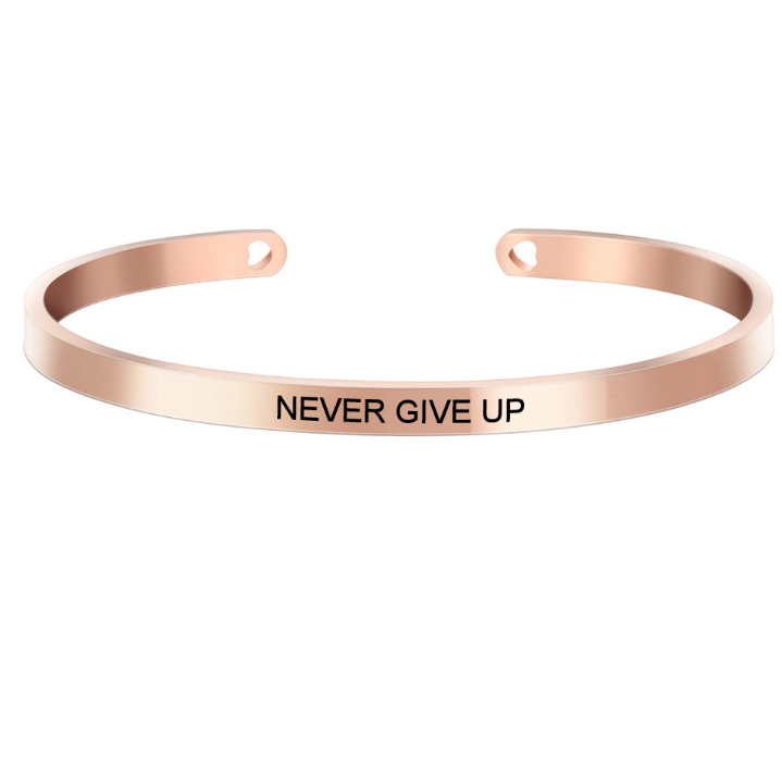 custom wholesale stainless steel open cuff engraving inspiration words bracelet jewelry women