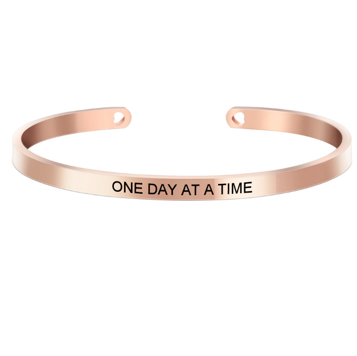 custom wholesale stainless steel open cuff engraving inspiration words bracelet jewelry women