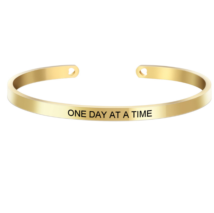 custom wholesale stainless steel open cuff engraving inspiration words bracelet jewelry women