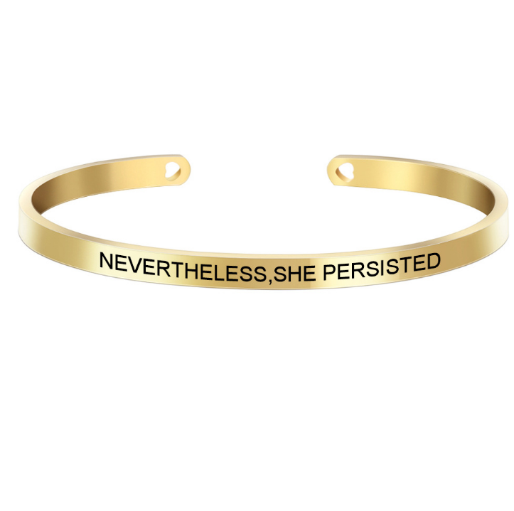 custom wholesale stainless steel open cuff engraving inspiration words bracelet jewelry women