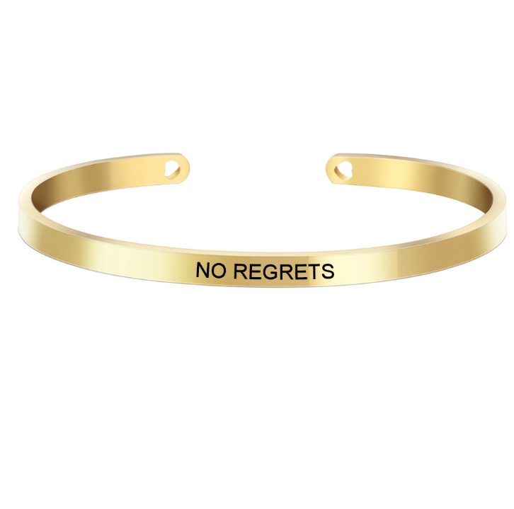 custom wholesale stainless steel open cuff engraving inspiration words bracelet jewelry women